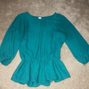 Kelly Green Peplum Blouse